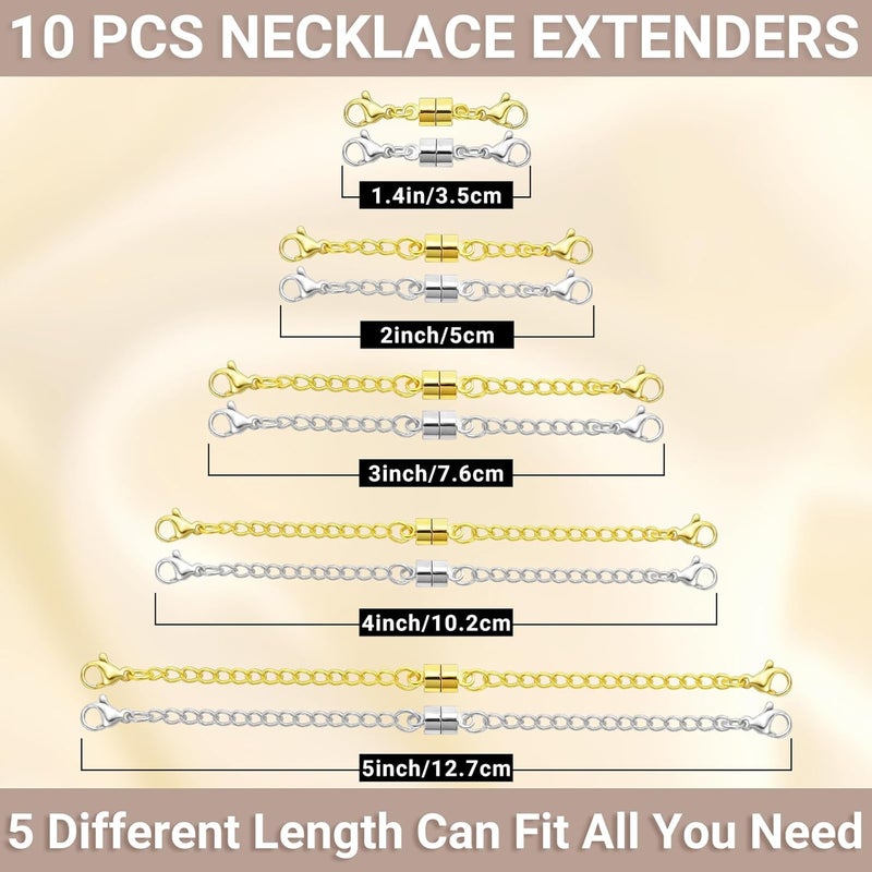 MKCYD Necklace Extender with Magnetic Clasps, Gold and Silver Magnetic Necklace Clasps and Closures with Necklace Extenders for Women - Image 2